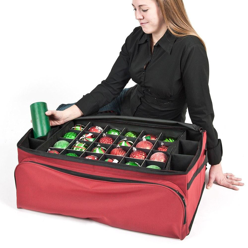 3-Tray Ornament Aufbewahrungsbeutel mit Seitentaschen [72 Ornamente]