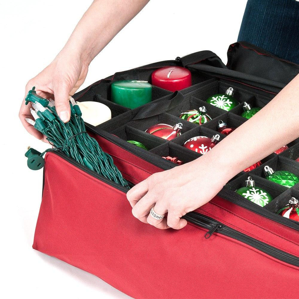 3-Tray Ornament Aufbewahrungsbeutel mit Seitentaschen [72 Ornamente]